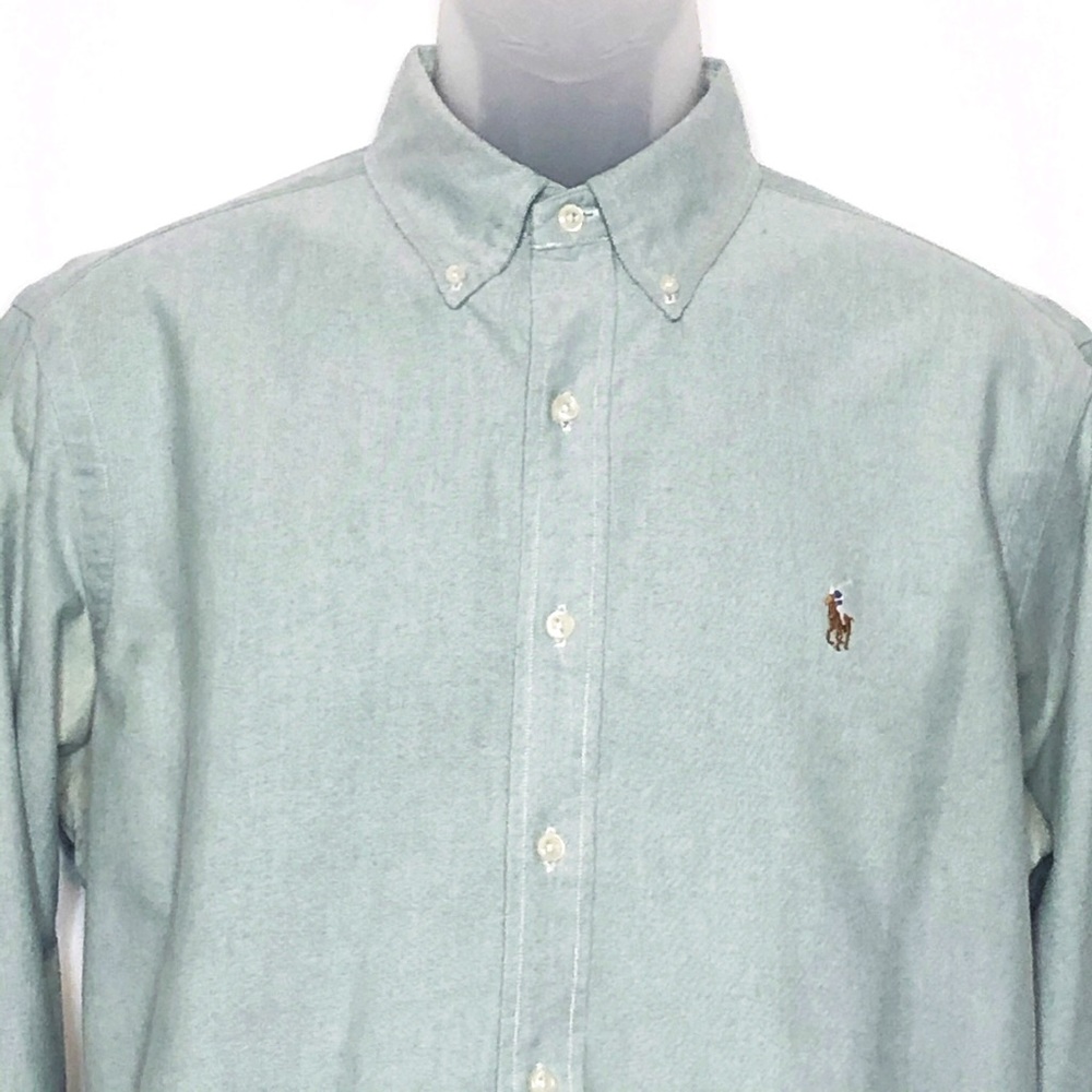 Polo button down in green